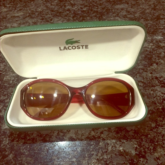 Lacoste Accessories - Lacoste logo Sunglasses Red Brown oval w/case Euc